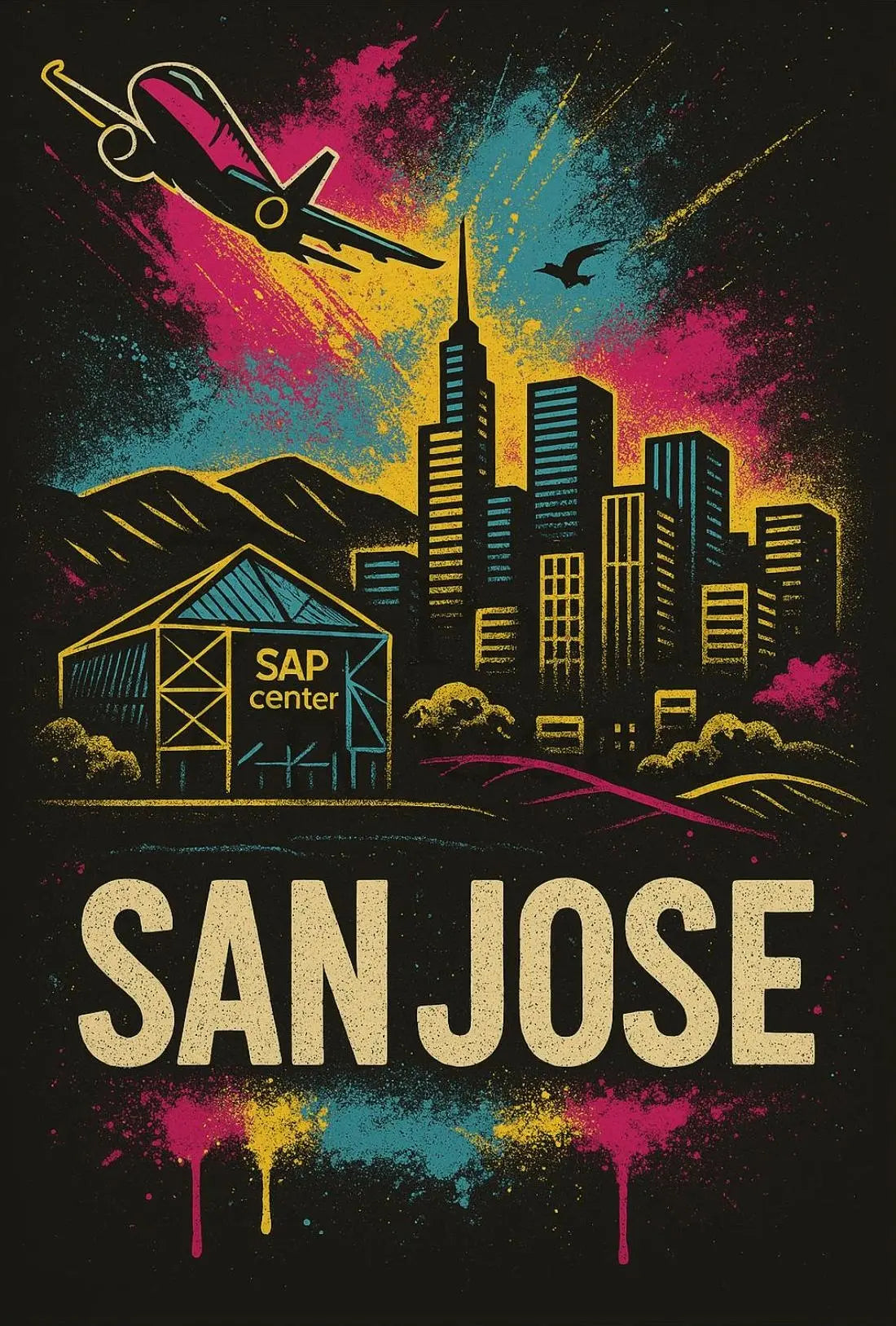 San Jose Dynamic Skyline Travel Poster PosterGoat