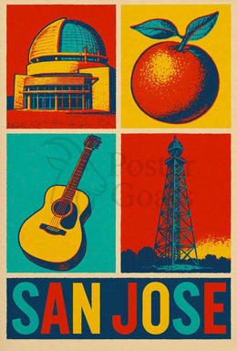 San Jose Illustrated Cityscape Cultural or Heritage Poster PosterGoat