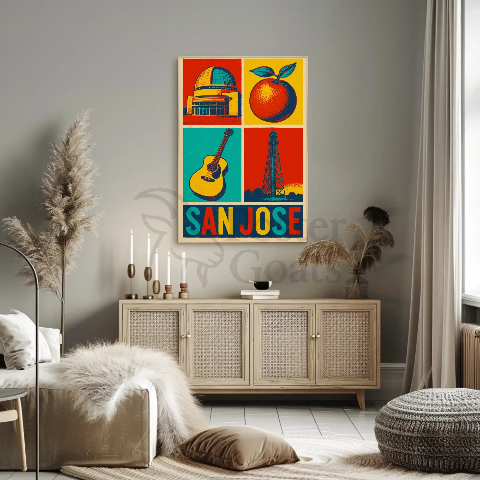 San Jose Illustrated Cityscape Cultural or Heritage Poster PosterGoat