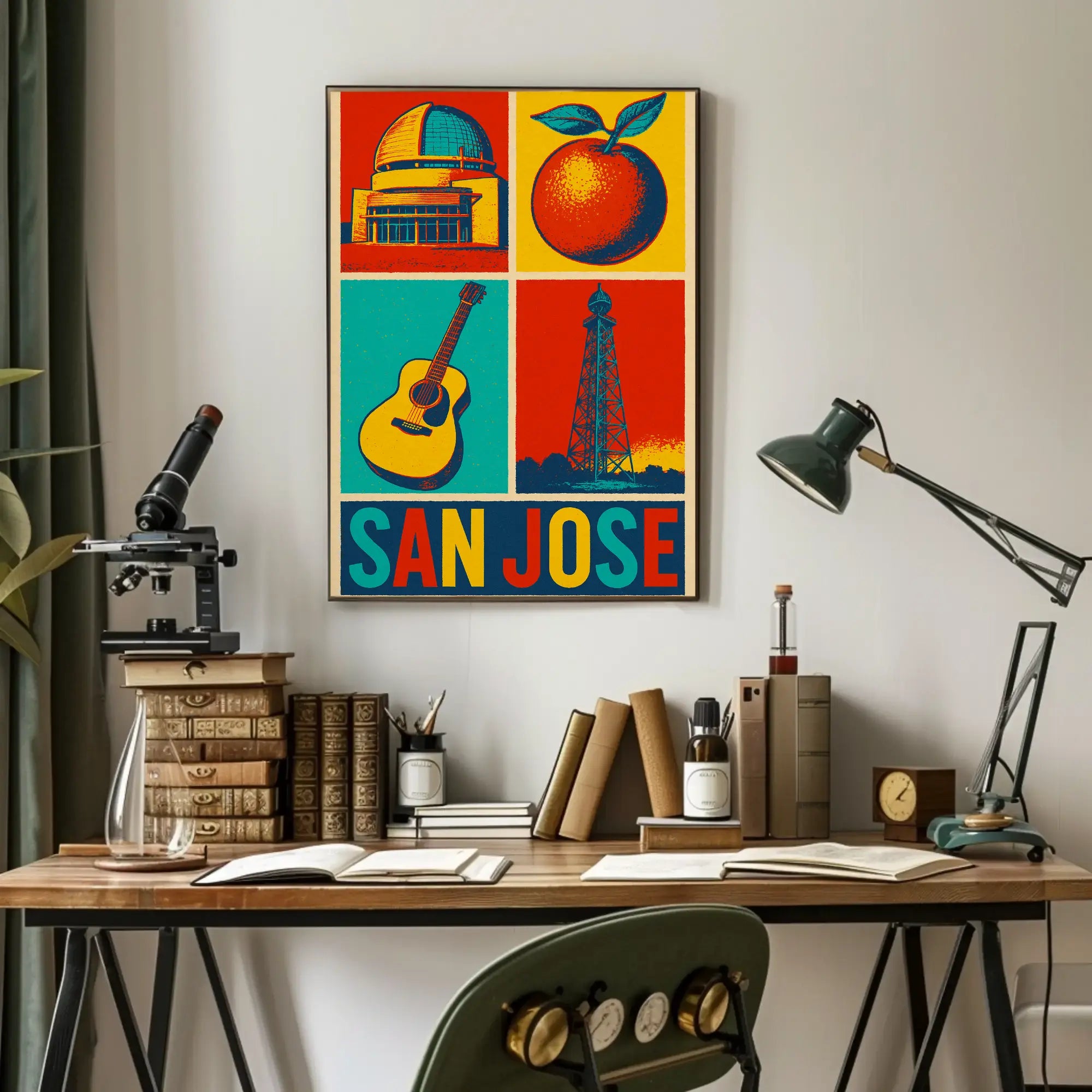San Jose Illustrated Cityscape Cultural or Heritage Poster PosterGoat