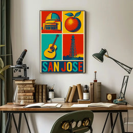 San Jose Illustrated Cityscape Cultural or Heritage Poster PosterGoat