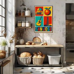 San Jose Illustrated Cityscape Cultural or Heritage Poster PosterGoat