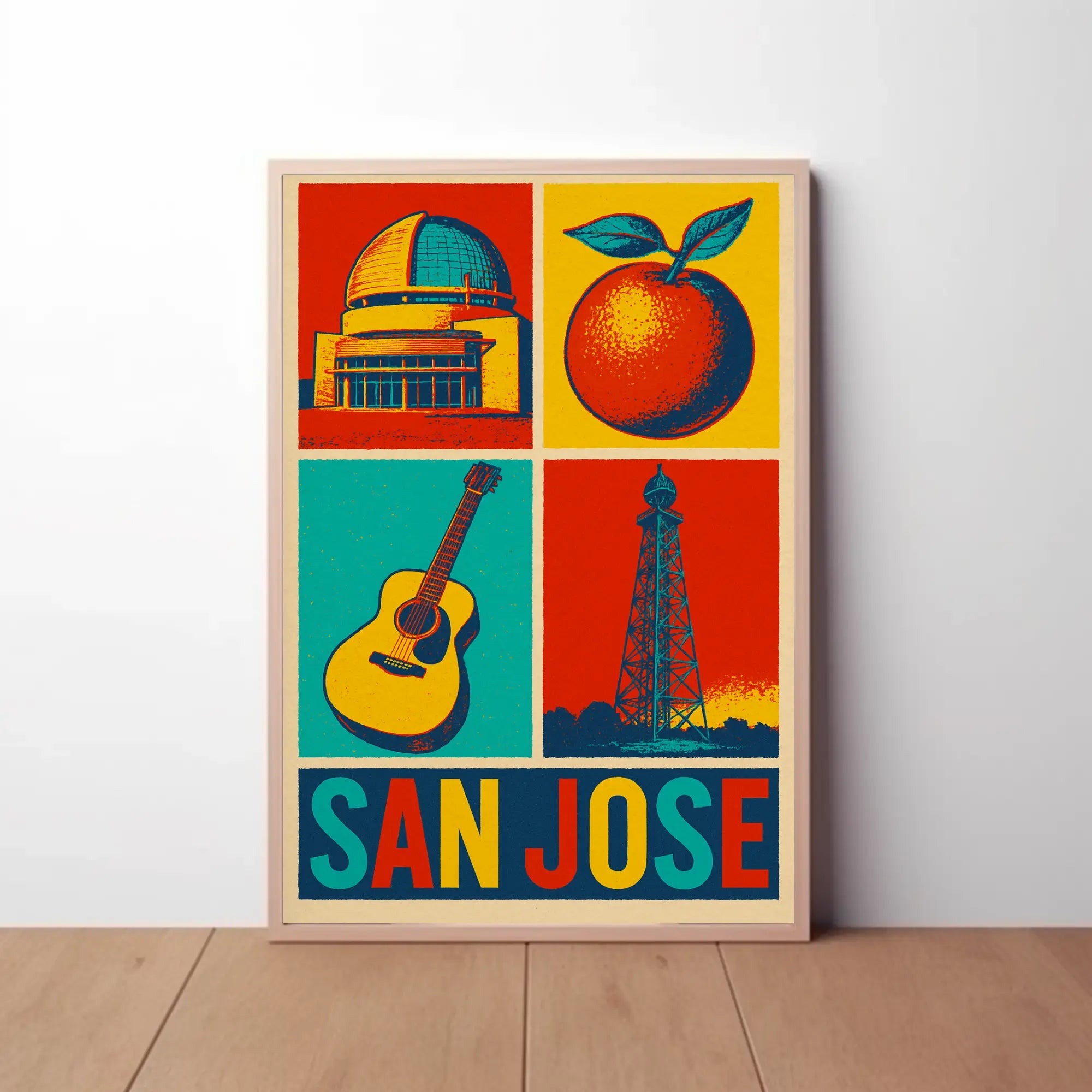 San Jose Illustrated Cityscape Cultural or Heritage Poster PosterGoat