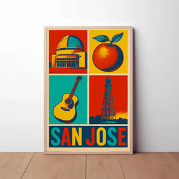 San Jose Illustrated Cityscape Cultural or Heritage Poster PosterGoat