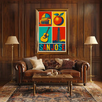 San Jose Illustrated Cityscape Cultural or Heritage Poster PosterGoat