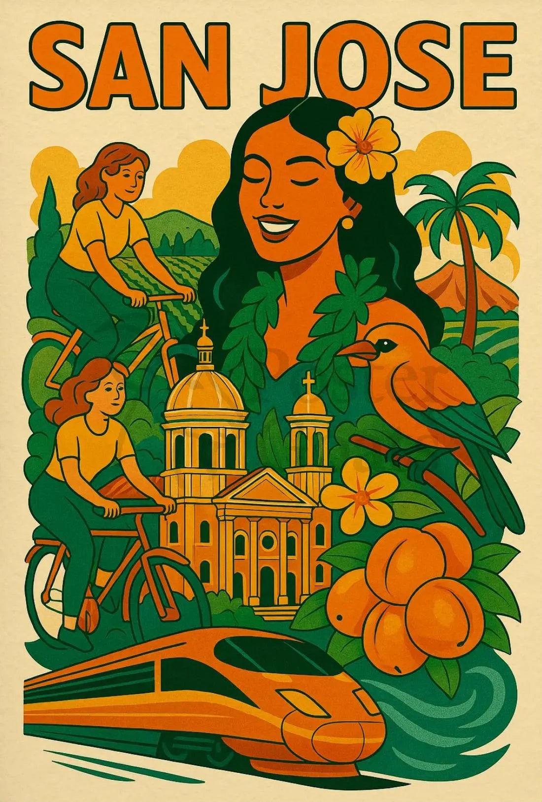 San Jose Vibrancy Vintage Travel Theme Poster PosterGoat
