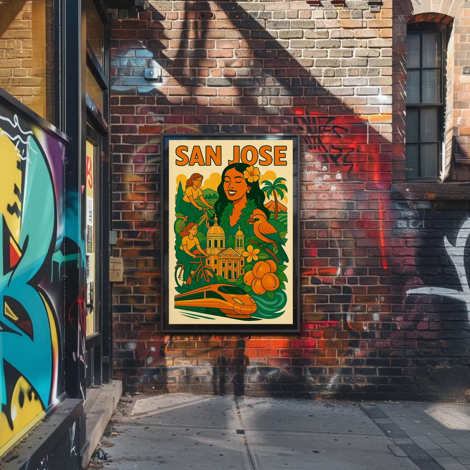 San Jose Vibrancy Vintage Travel Theme Poster PosterGoat