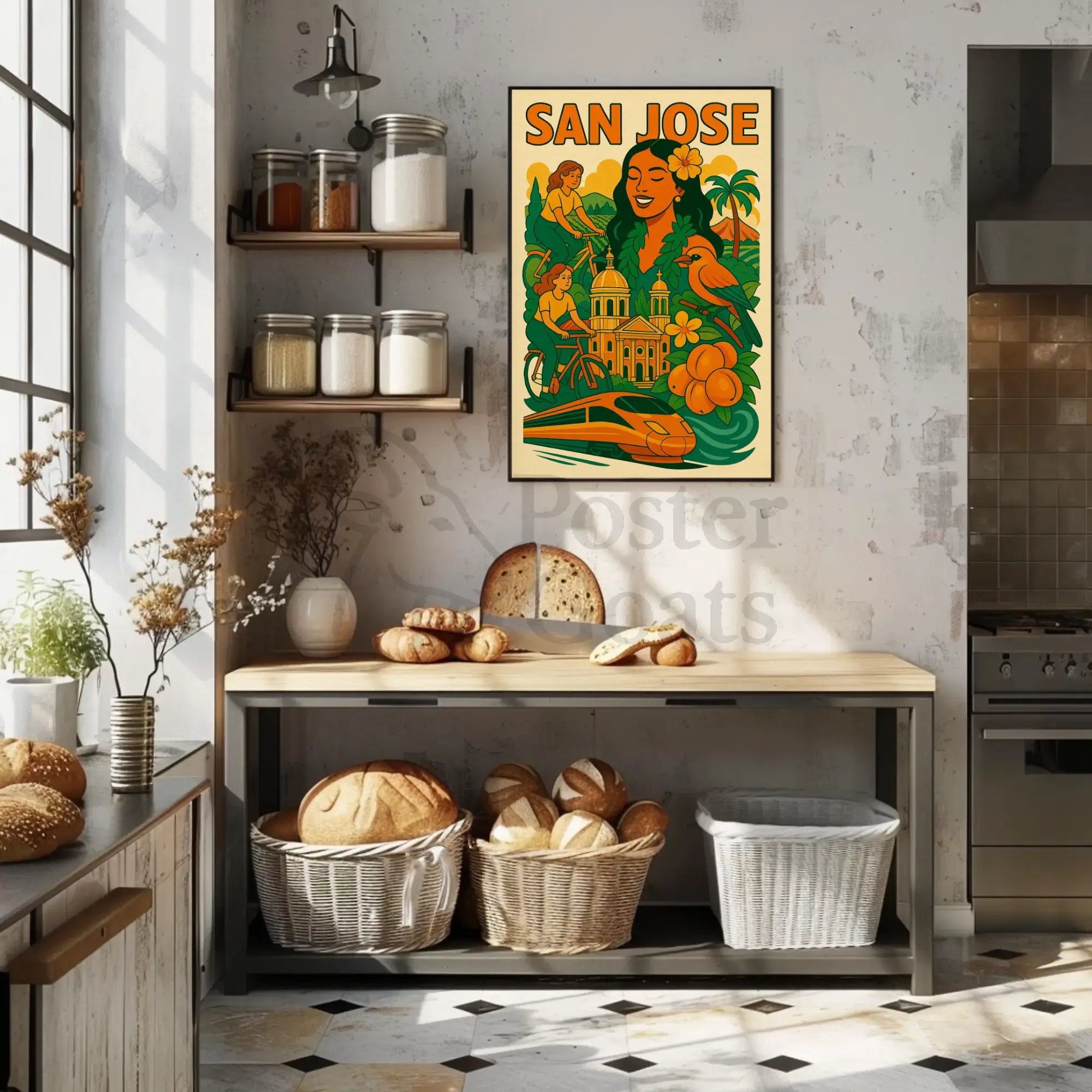 San Jose Vibrancy Vintage Travel Theme Poster PosterGoat