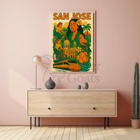 San Jose Vibrancy Vintage Travel Theme Poster PosterGoat