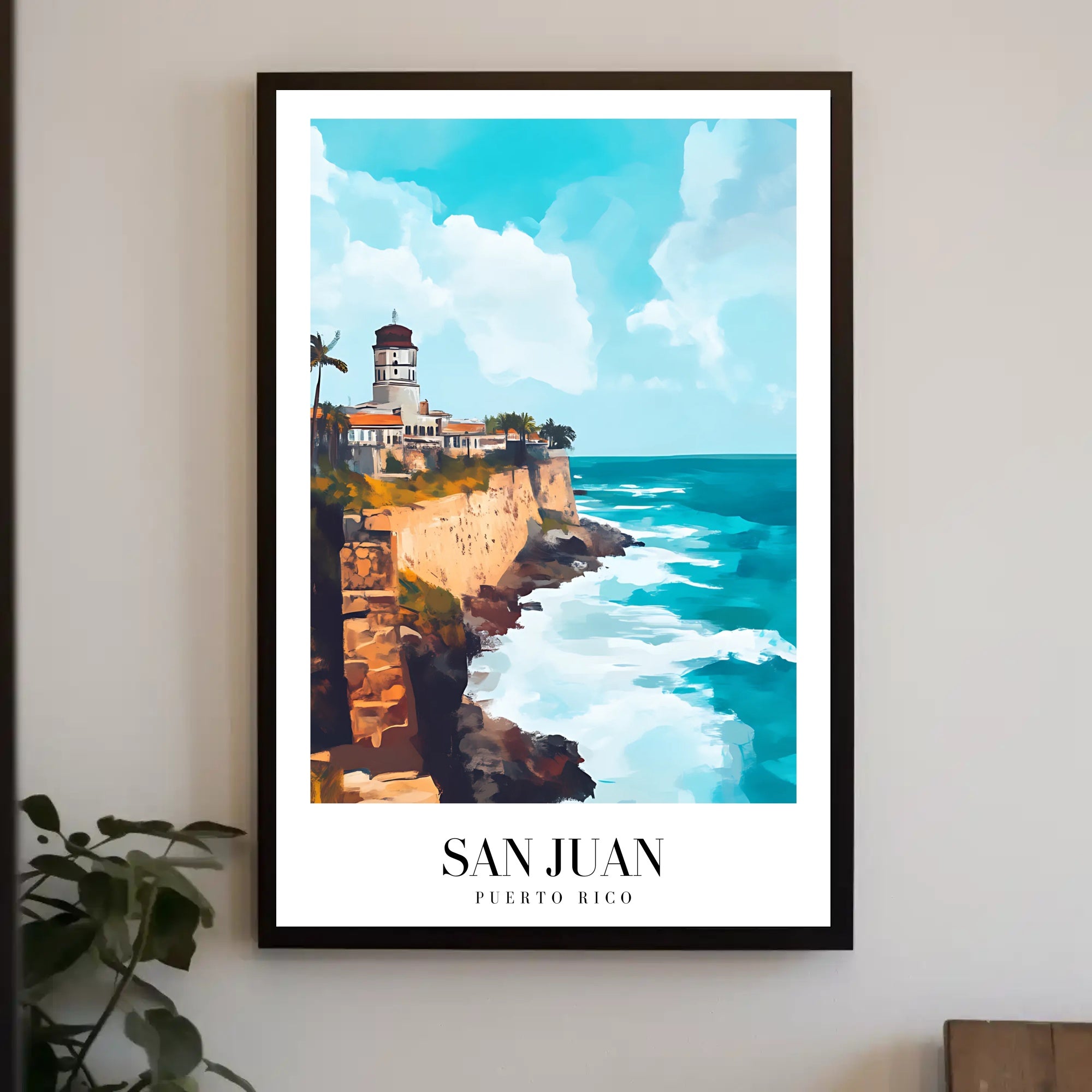 San Juan Coastal View Travel Poster PosterGoat