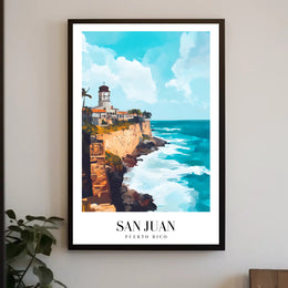 San Juan Coastal View Travel Poster PosterGoat