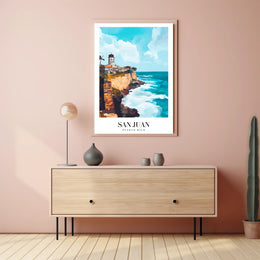 San Juan Coastal View Travel Poster PosterGoat