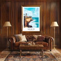 San Juan Coastal View Travel Poster PosterGoat
