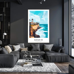 San Juan Coastal View Travel Poster PosterGoat