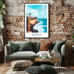 San Juan Coastal View Travel Poster PosterGoat