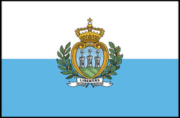 San Marino Flag with Heraldic Coat of Arms Country Flag Poster PosterGoat