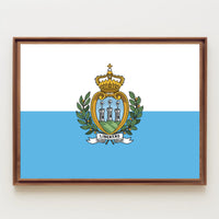 San Marino Flag with Heraldic Coat of Arms Country Flag Poster PosterGoat