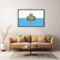 San Marino Flag with Heraldic Coat of Arms Country Flag Poster PosterGoat