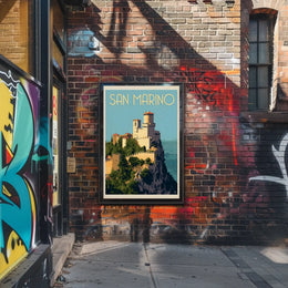 San Marino Fortress Vintage Travel Poster PosterGoat