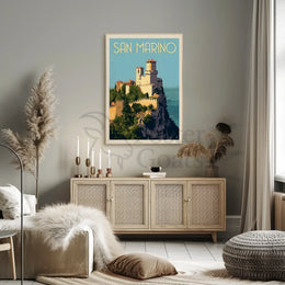 San Marino Fortress Vintage Travel Poster PosterGoat
