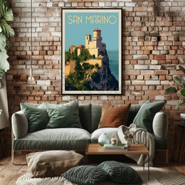 San Marino Fortress Vintage Travel Poster PosterGoat