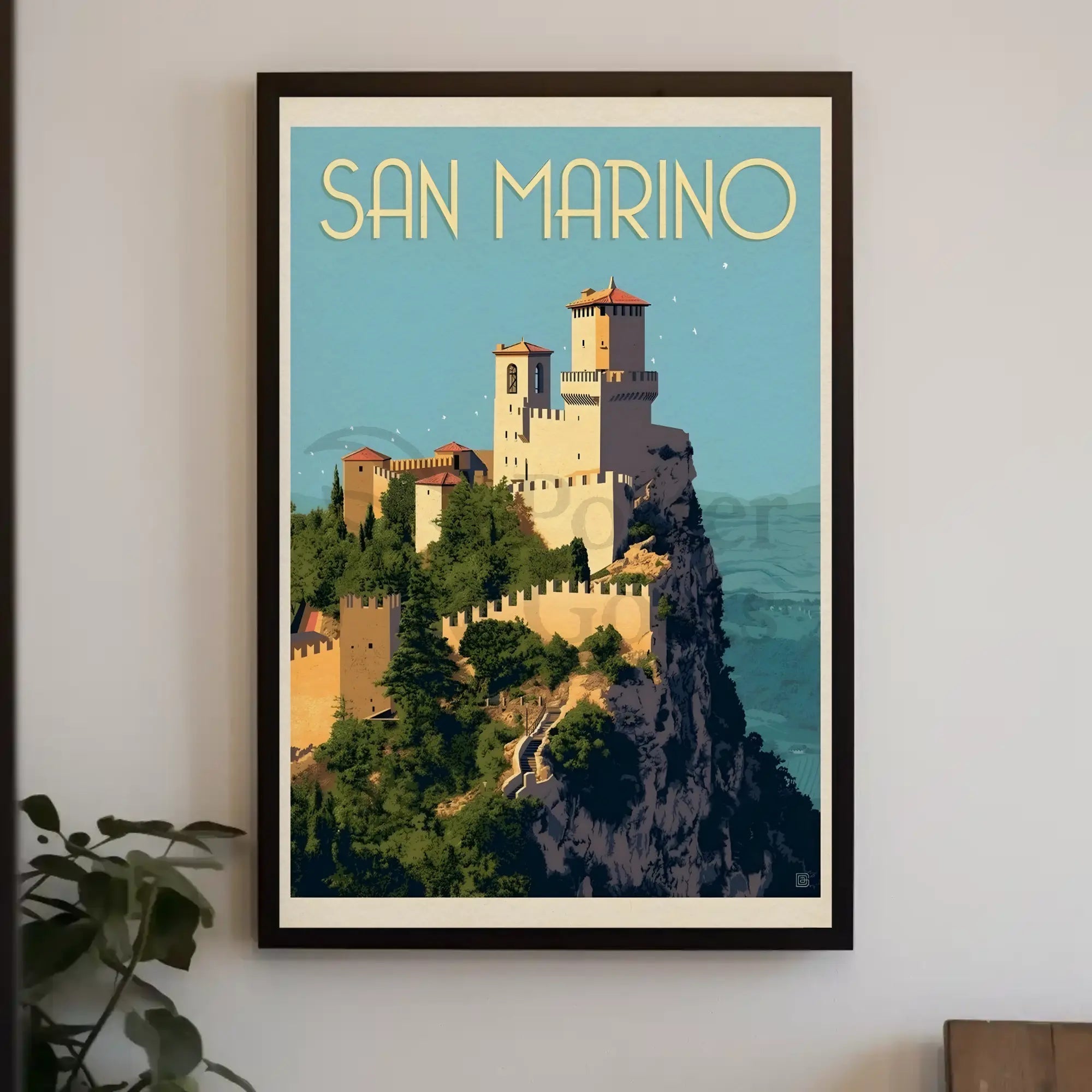 San Marino Fortress Vintage Travel Poster PosterGoat