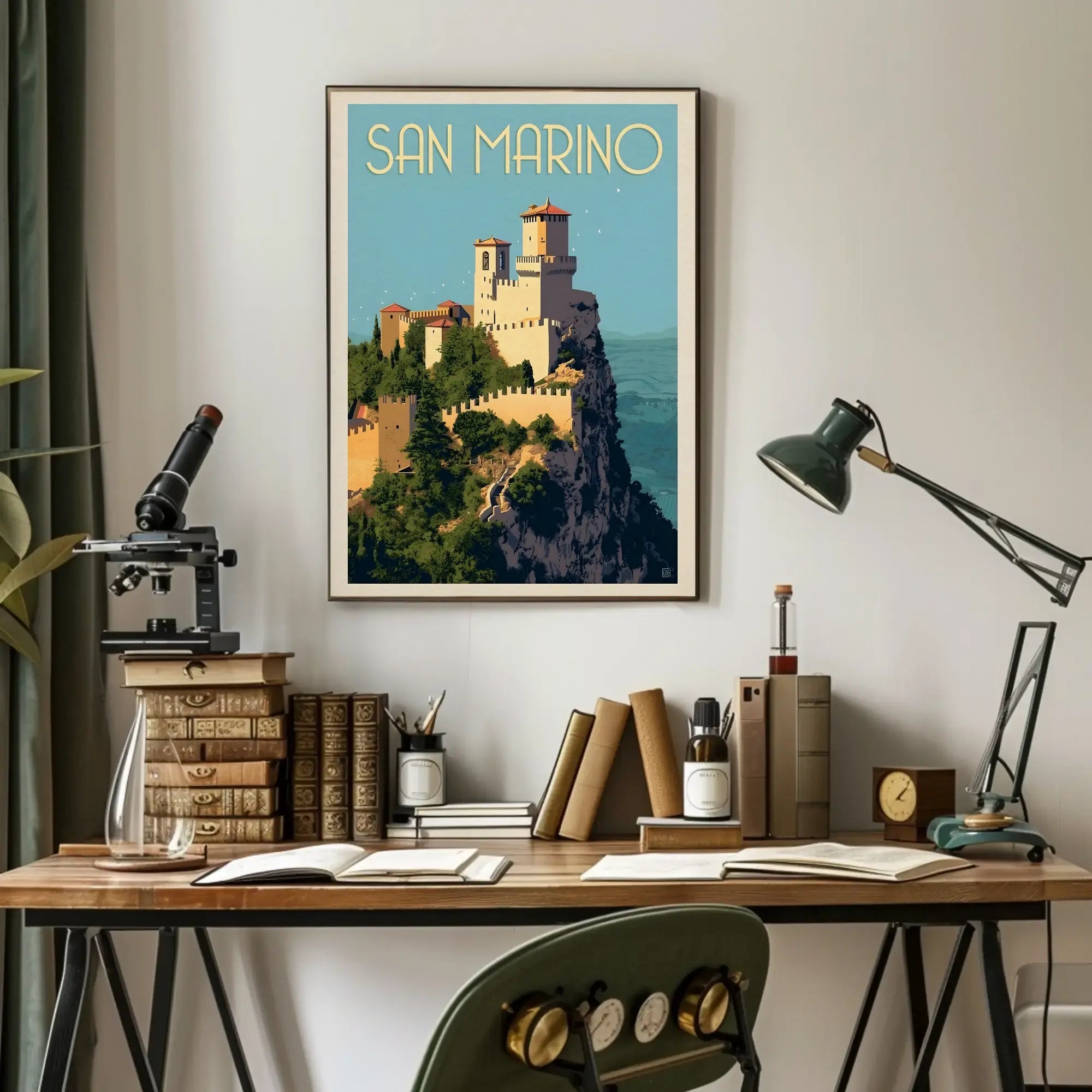 San Marino Fortress Vintage Travel Poster PosterGoat