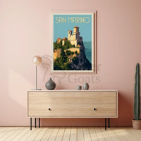 San Marino Fortress Vintage Travel Poster PosterGoat