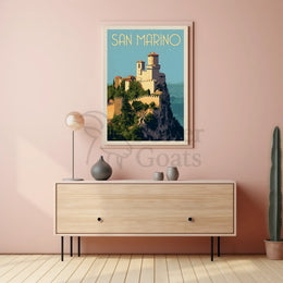 San Marino Fortress Vintage Travel Poster PosterGoat