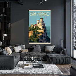 San Marino Fortress Vintage Travel Poster PosterGoat