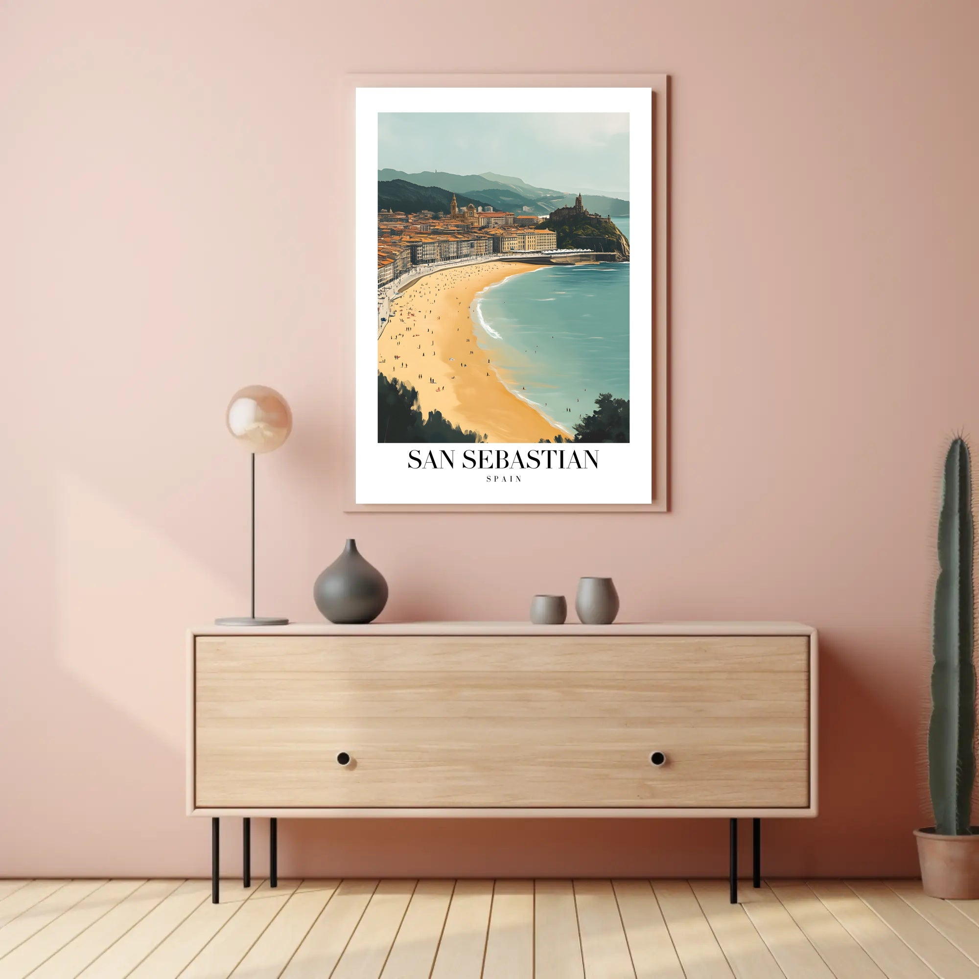San Sebastian Beach Cityscape Travel Poster PosterGoat