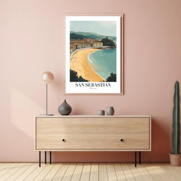 San Sebastian Beach Cityscape Travel Poster PosterGoat