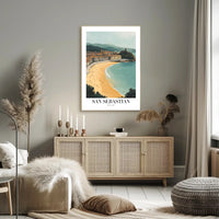 San Sebastian Beach Cityscape Travel Poster PosterGoat