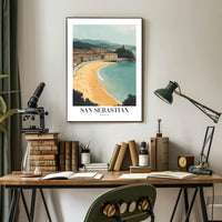 San Sebastian Beach Cityscape Travel Poster PosterGoat