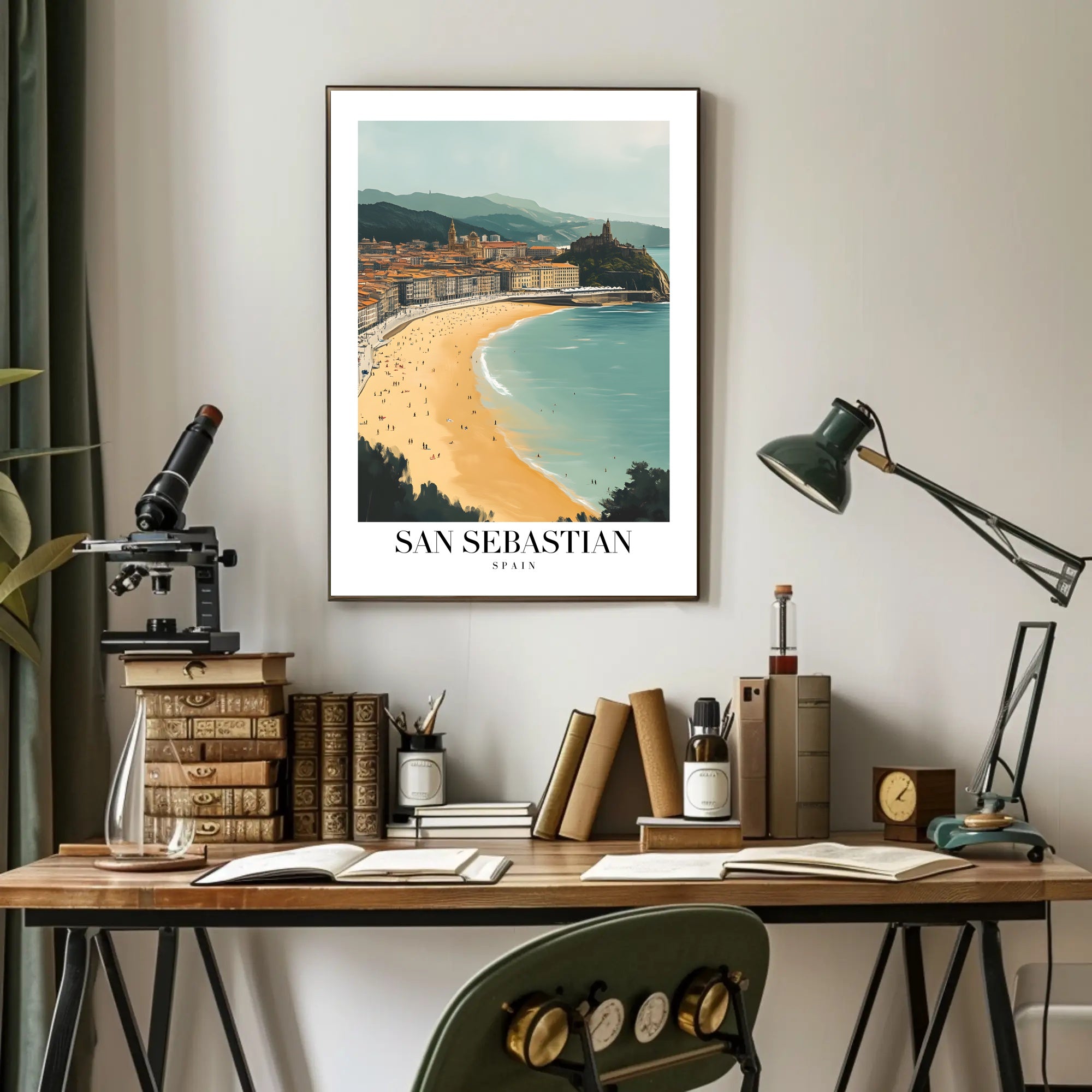 San Sebastian Beach Cityscape Travel Poster PosterGoat