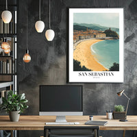 San Sebastian Beach Cityscape Travel Poster PosterGoat