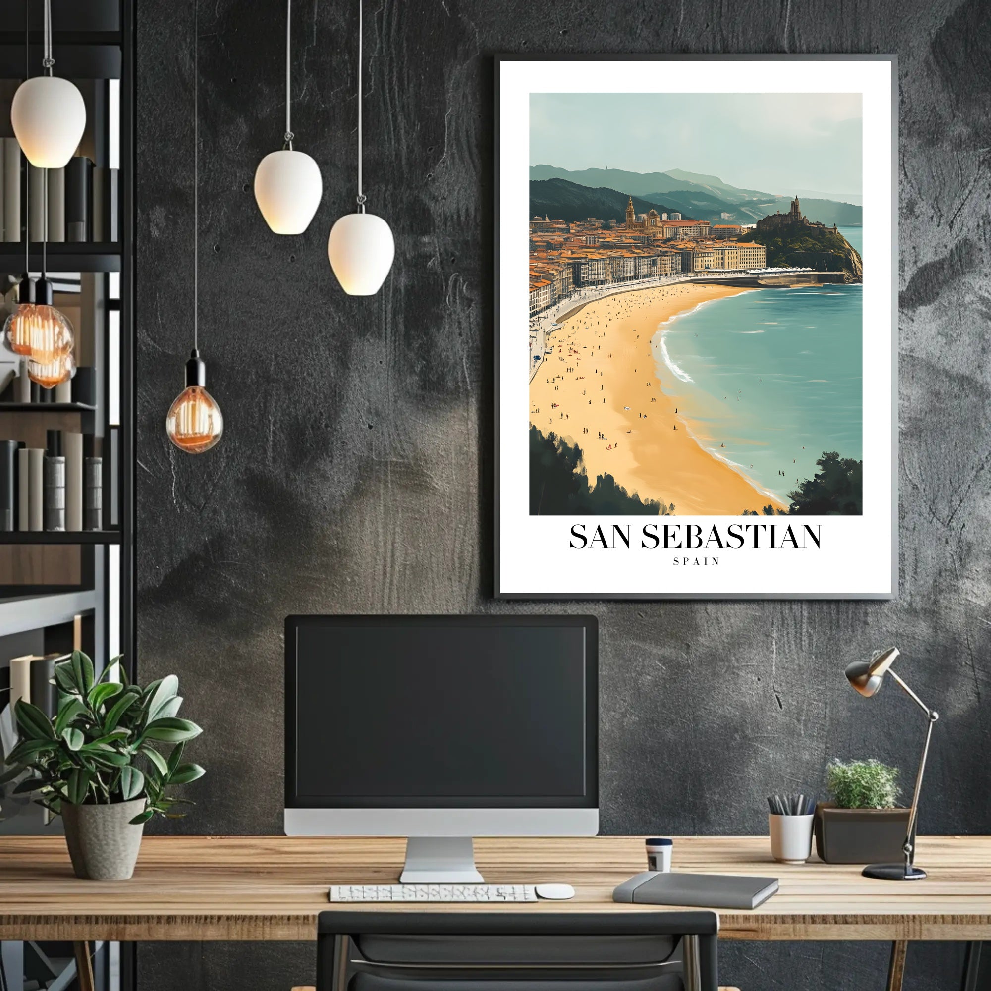 San Sebastian Beach Cityscape Travel Poster PosterGoat
