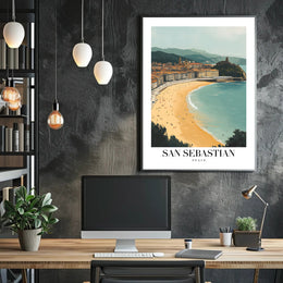 San Sebastian Beach Cityscape Travel Poster PosterGoat