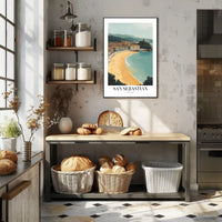 San Sebastian Beach Cityscape Travel Poster PosterGoat