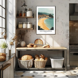 San Sebastian Beach Cityscape Travel Poster PosterGoat