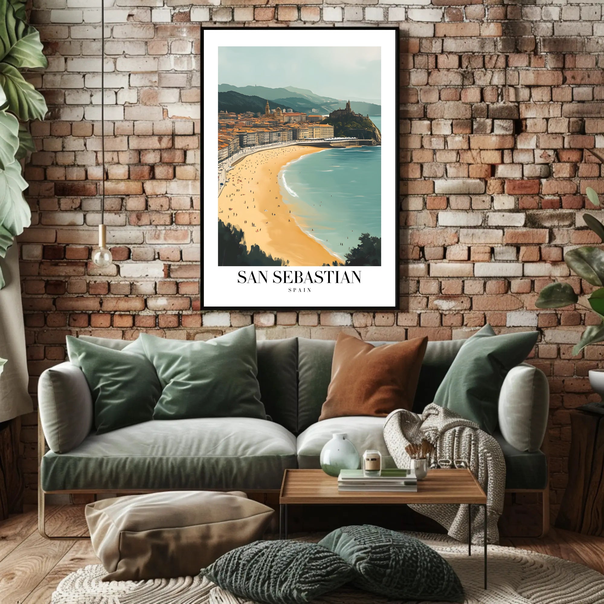 San Sebastian Beach Cityscape Travel Poster PosterGoat