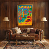 Sandusky Ohio Retro Travel Experience Travel Poster PosterGoat