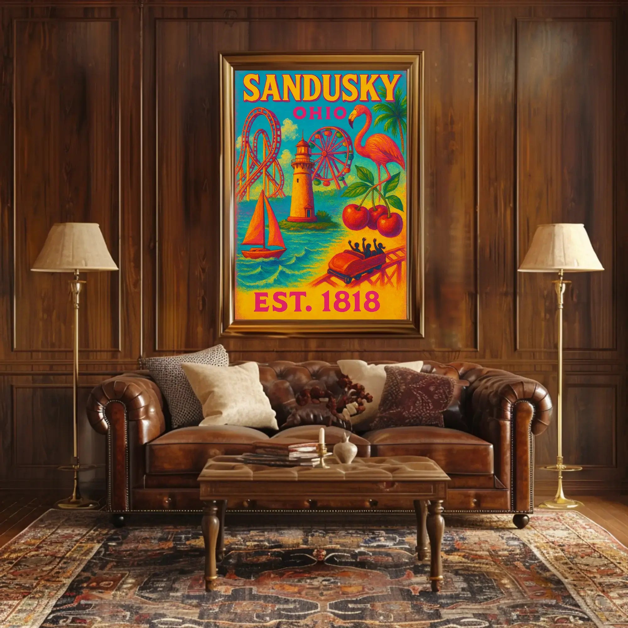 Sandusky Ohio Retro Travel Experience Travel Poster PosterGoat