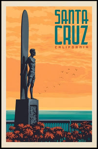 Santa Cruz Surf Culture Retro Travel Poster PosterGoat