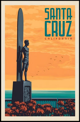 Santa Cruz Surf Culture Retro Travel Poster PosterGoat