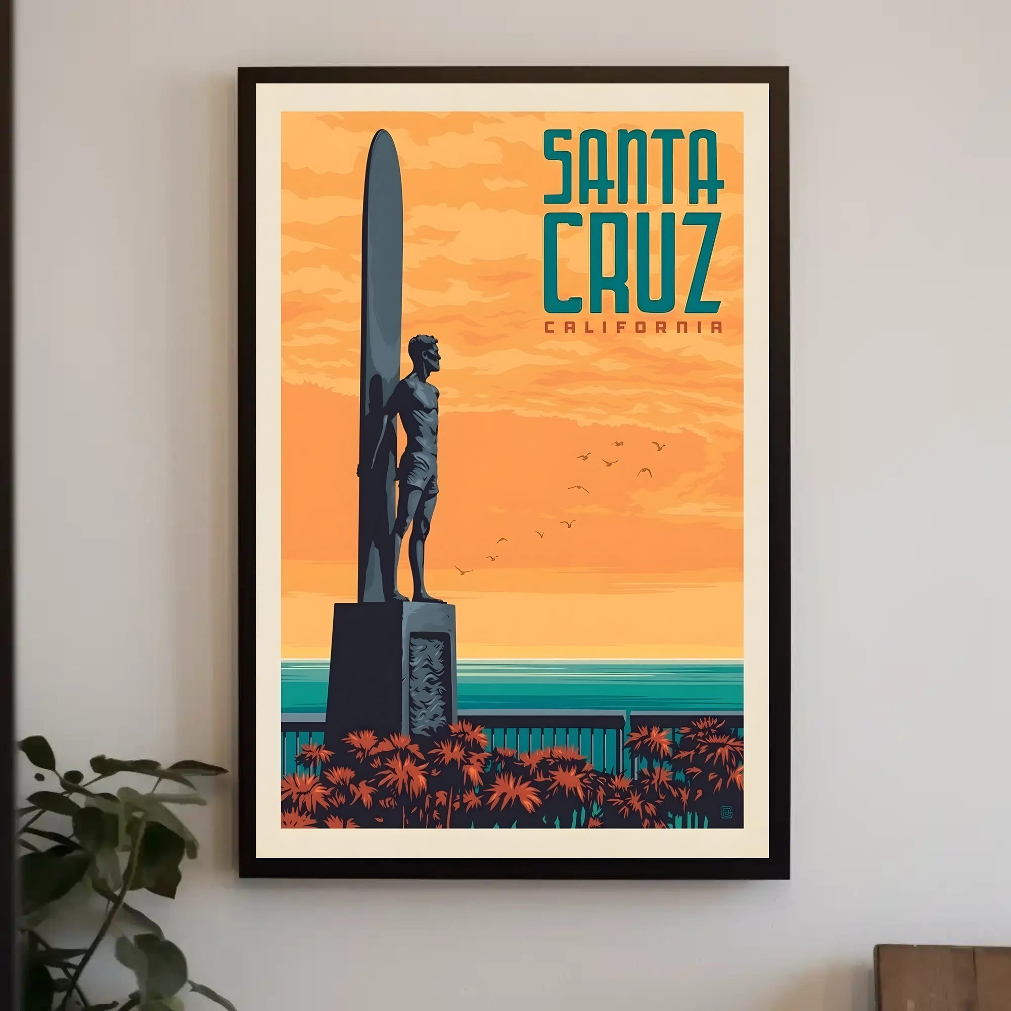 Santa Cruz Surf Culture Retro Travel Poster PosterGoat