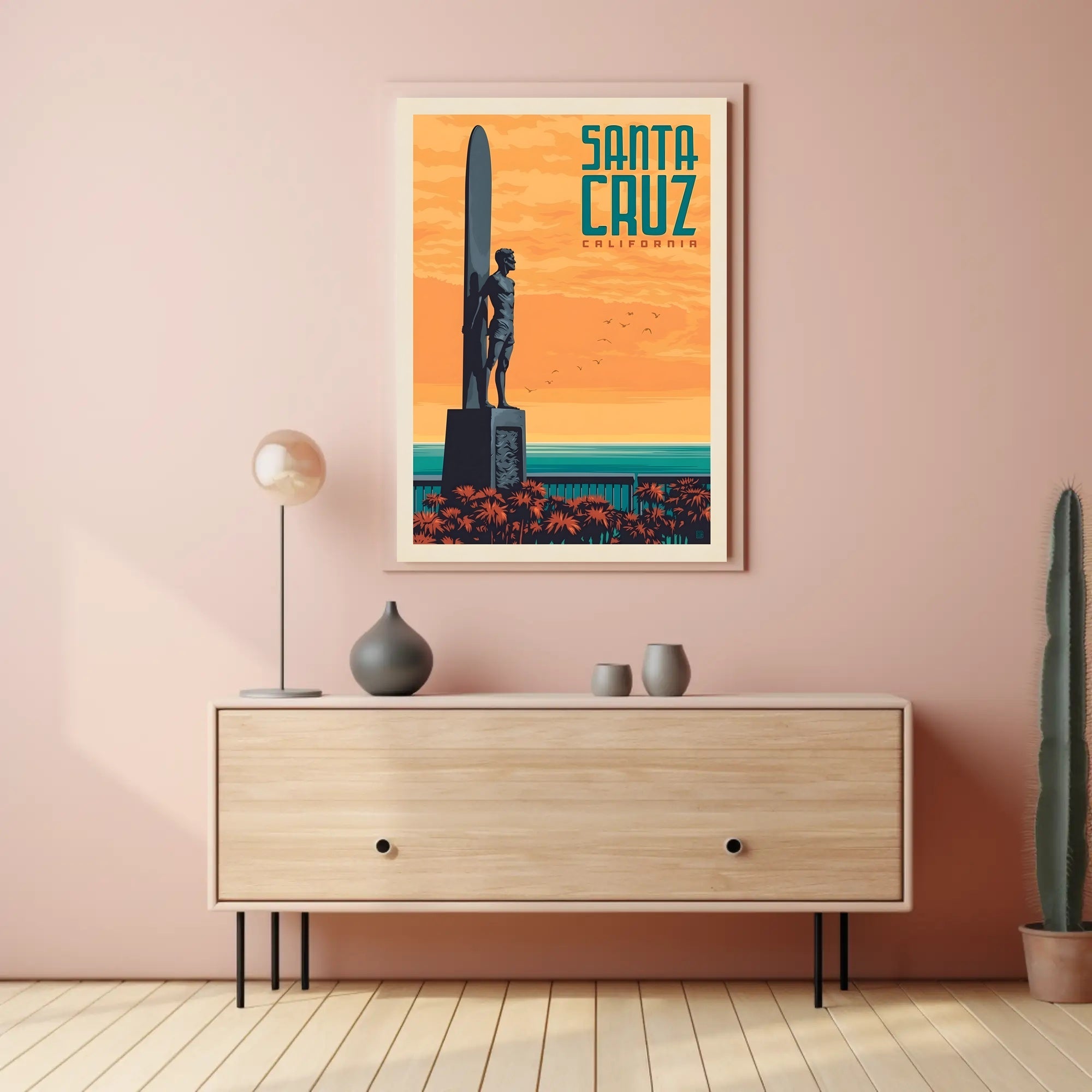 Santa Cruz Surf Culture Retro Travel Poster PosterGoat