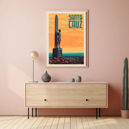 Santa Cruz Surf Culture Retro Travel Poster PosterGoat