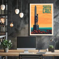 Santa Cruz Surf Culture Retro Travel Poster PosterGoat