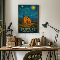 Santa Fe Church Night Sky Heritage Poster PosterGoat